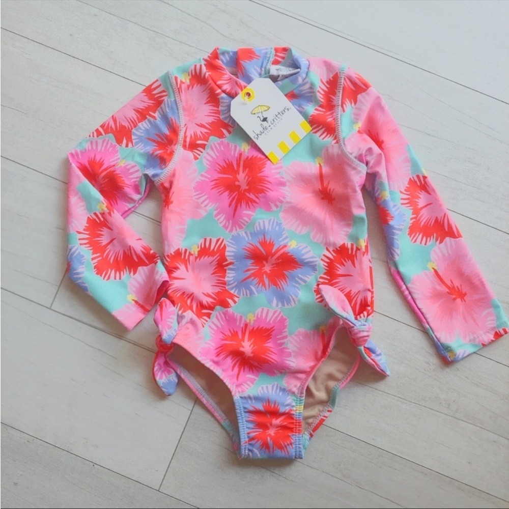 Shade Critters NEW girls Floral Full Rashguard Swimsuit